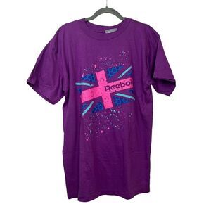 Reebok Shirt Mens Extra Large Purple Screen Print Graphic Vintage 1990s Neon